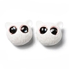 Opaque Resin Cat Shaped Beads with Glass Eye RESI-D050-17A-2