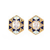 Brass Micro Pave Clear Cubic Zirconia Stud Earrings EJEW-S210-016D-NR-1
