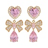 Bowknot Brass Micro Pave Cubic Zirconia Stud Earrings EJEW-A120-02-2