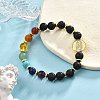 Natural & Synthetic Mixed Gemstone & Brass Virgin Mary Beaded Stretch Bracelet for Women BJEW-JB09322-5