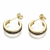 Semicircular Brass Micro Pave Clear Cubic Zirconia Half Hoop Earrings EJEW-T046-21A-NF-2