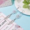 Feather with Round Beads Long Dangle Earrings for Girl Women EJEW-JE04681-03-2