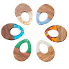 Transparent and Opaque Resin & Walnut Wood Pendants RESI-SZ0001-05-5