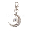 Tibetan Style Alloy Crescent Moon with Animal Pendant Decorations with Resin Evi Eye HJEW-JM00874-4