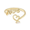 Brass Open Cuff Rings for Women RJEW-A028-01G-2