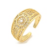 Rack Plating Octagon Brass Micro Pave Cubic Zirconia Cuff Finger Rings for Women RJEW-C103-06G-1