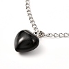 Heart Natural & Synthetic Mixed Gemstone Pendant Necklaces NJEW-JN03647-4