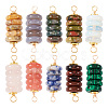 10Pcs 10 Styles Mixed Gemstone Copper Wire Wrapped Disc Connector Charms FIND-TA0003-69-10