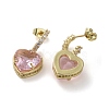 Cubic Zirconia Heart Dangle Stud Earrings EJEW-H308-09G-03-2