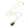 Brass Wire Wrapped Teardrop Natural Black Agate Pendant Necklace & Dangle Earrings SJEW-JS01219-3