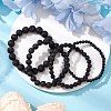 4Pcs Round Natural Lava Rock Beads Stretch Bracelets BJEW-JB10965-2