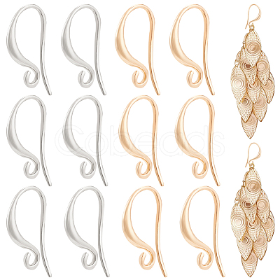 BENECREAT 48Pcs 2 Colors Brass Earring Hooks KK-BC0010-66-1