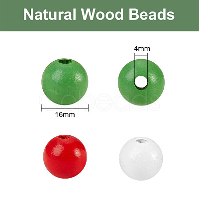 300Pcs 3 Colors Painted Natural Wood Beads sgWOOD-SZ0001-05-1