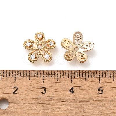 Flower Rack Plating Brass Micro Pave Cubic Zirconia Beads KK-S399-01C-1