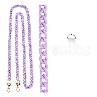 Acrylic Cell Phone Crossbody Curb Chain HJEW-AB00686-1