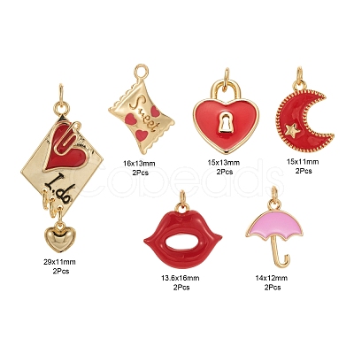 12Pcs 6 Style Real 18K Gold Plated Brass Enamel Pendants KK-LS0001-43-1