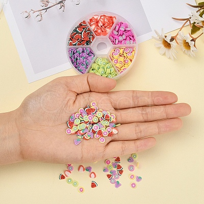 1800Pcs 6 Style Fruit Theme Handmade Polymer Clay Nail Art Decoration CLAY-YW0001-22-1