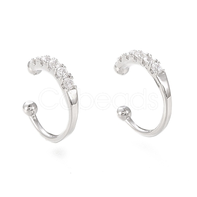 Brass Micro Pave Clear Cubic Zirconia Cuff Earrings Sets EJEW-I249-19P-1