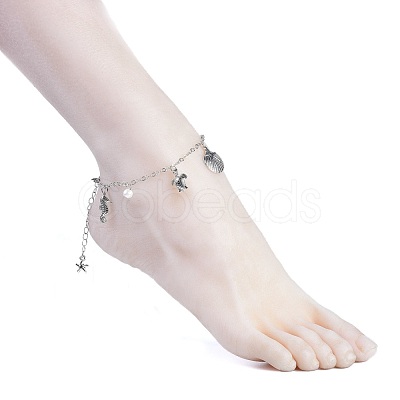 Brass Charm Anklets AJEW-AN00262-1