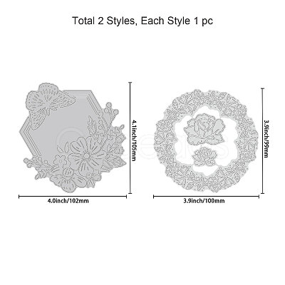 Globleland 2Pcs 2 Style Carbon Steel Hot Foil Plate Metal Dies DIY-GL0002-18-1