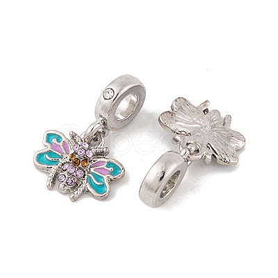 Rack Plating Alloy Rhinestone European Dangle Charms FIND-C055-21P-1