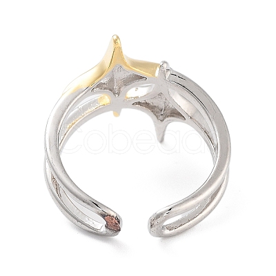 Brass Star Open Cuff Ring for Women RJEW-C102-19GP-1