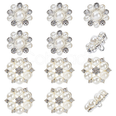 Gorgecraft 12Pcs 2 Style Alloy Rhinestone Shank Buttons RB-GF0001-05-1