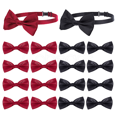 AHADERMAKER 16Pcs 2 Colors Adjustable Polyester Bow Ties AJEW-GA0006-74-1