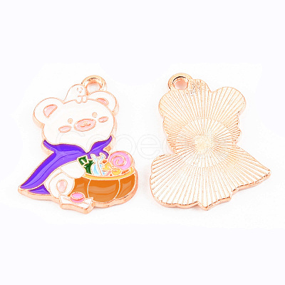 Light Gold Tone Alloy Enamel Pendants ENAM-T018-03-1