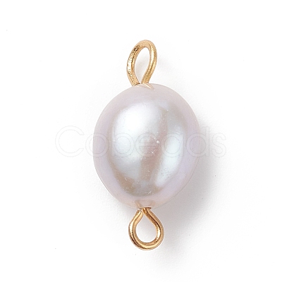 Potato Natural Cultured Freshwater Pearl Connector Charms PALLOY-JF01924-1