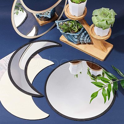 Acrylic Wooden Moon Phase Mirror DIY-WH0167-48A-1