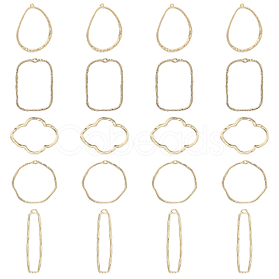 CHGCRAFT 20Pcs 5 Styles Alloy Open Back Bezel Pendants PALLOY-CA0002-44-1