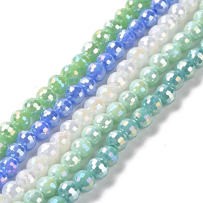 Electroplate Opaque Solid Color Glass Beads Strands GLAA-E036-10-M-1