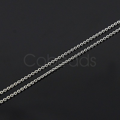 Anti-Tarnish Trendy Unisex Rhodium Plated Sterling Silver Cable Chains Necklaces X-STER-M034-B-07-1