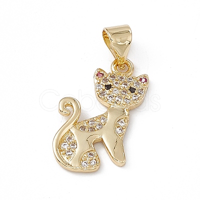 Rack Plating Brass Micro Pave Cubic Zirconia Pendants KK-G451-18G-02-1