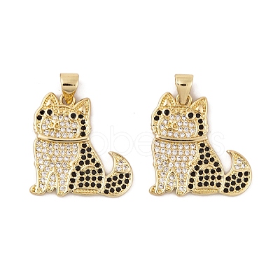 Brass Micro Pave Cubic Zirconia Pendants KK-E108-41G-1