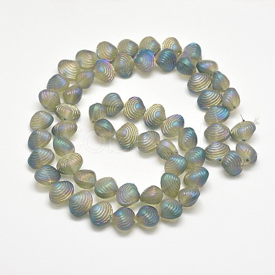 Frosted Electroplate Glass Shell Beads Strands X-EGLA-M002-B04-1