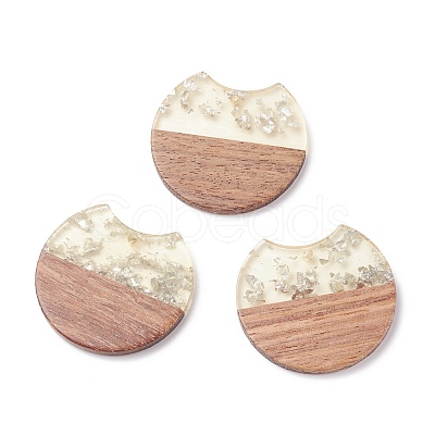 (Defective Closeout Sale: Some Scratched Surface) Transparent Resin & Walnut Wood Pendants RESI-XCP0001-80-1