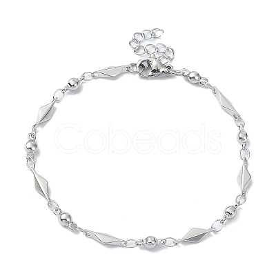 Non-Tarnish 304 Stainless Steel Rhombus Link Chain Bracelets for Women BJEW-D023-01P-1