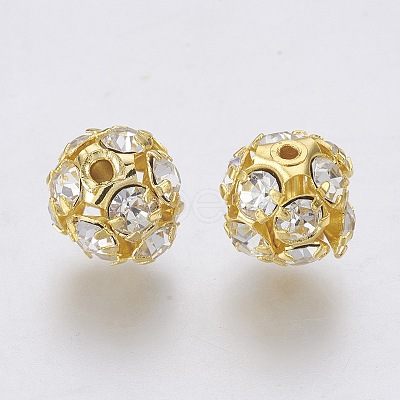 Golden Plated Brass Rhinestone Beads RB-L032-02B-1