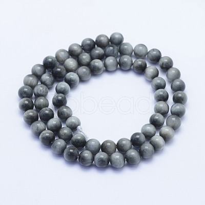 Natural Hawk's Eye Beads Strands G-L478-03-6mm-1