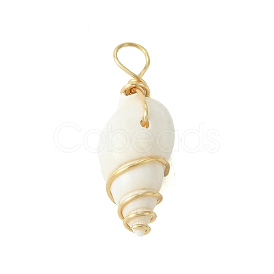 Natural Spiral Shell Pendants PALLOY-JF02792-01-1