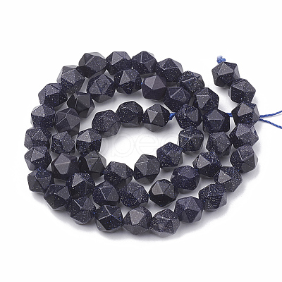 Synthetic Blue Goldstone Beads Strands G-S332-10mm-003-1