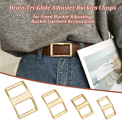 Olycraft 4Pcs 4 Styles Brass Tri-Glide Adjuster Buckles Clasps FIND-OC0003-44-1