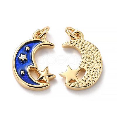 Eco-friendly Brass Enamel Pendants KK-D066-15G-RS-1