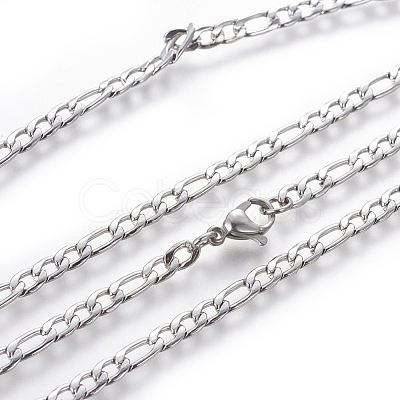 Non-Tarnish 304 Stainless Steel Figaro Chain Necklaces NJEW-E143-12P-1