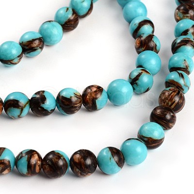 Assembled Bronzites and Synthetic Turquoise Beads Strands G-F250-01-8mm-1