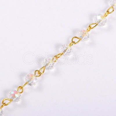 Handmade Rondelle Glass Beads Chains for Necklaces Bracelets Making X-AJEW-JB00037-04-1