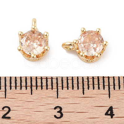 Brass Micro Pave Cubic Zirconia Charms KK-C051-39G-01-1