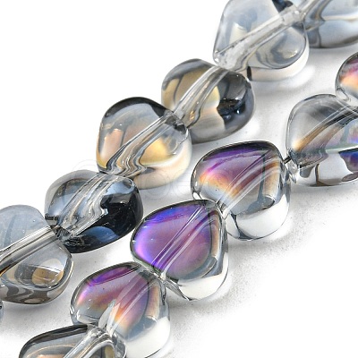 Half Rainbow Plated Electroplate Transparent Glass Beads Strands EGLA-G037-09A-HR01-1